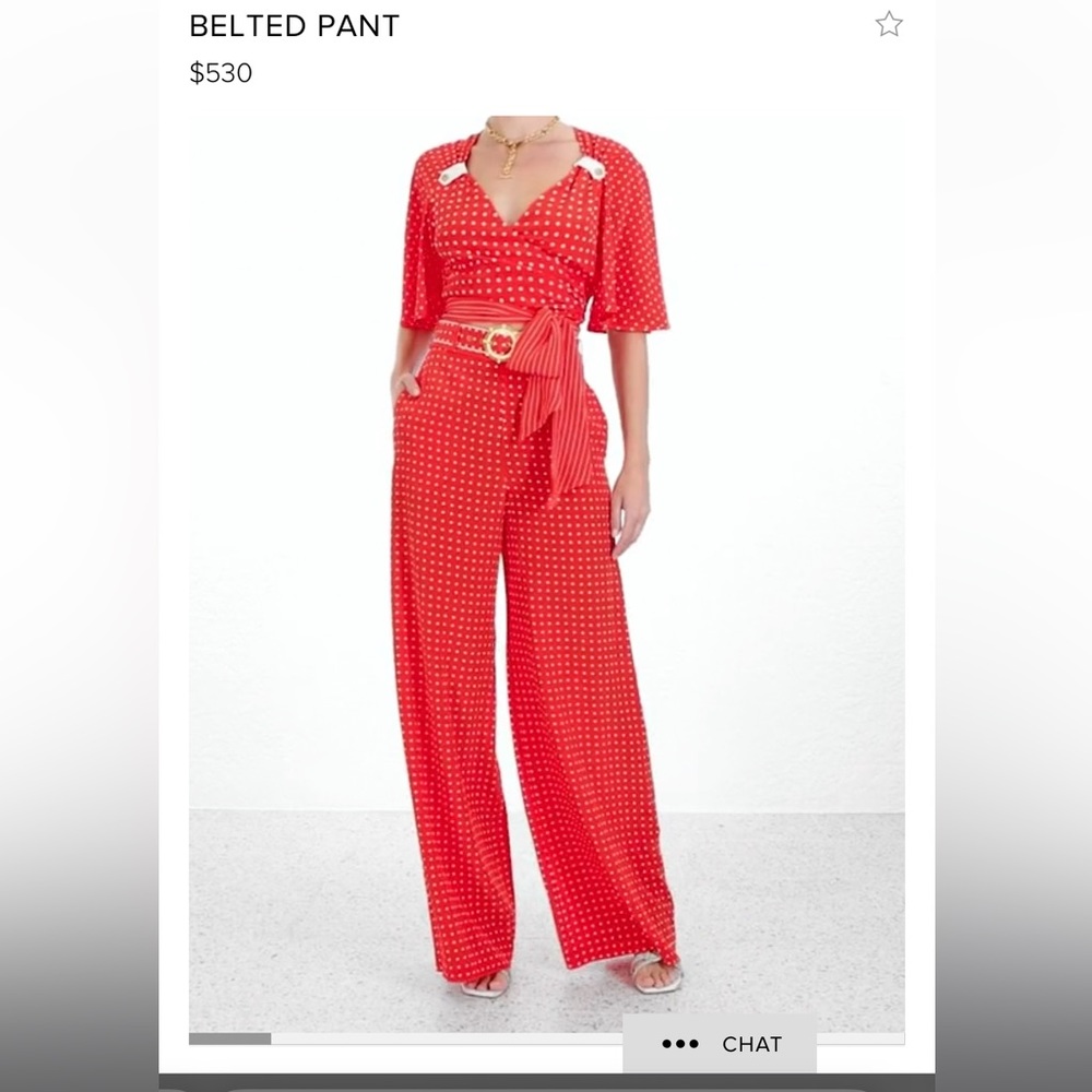 Authentic Zimmermann High Tide Resort 2023 Red Polka Dot Matching pant/top set